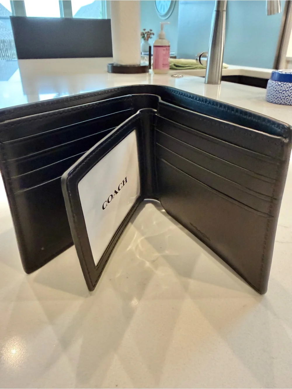 Coach Men's Black 3-in-1 Embossed Signature Leather Wallet  Original price $225